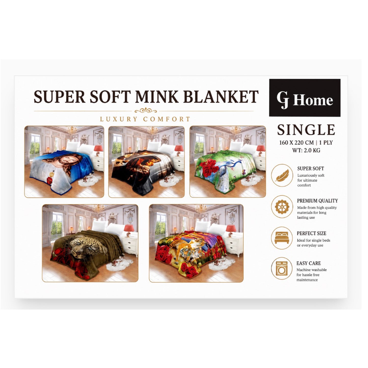 GJ Home Super Soft Mink Blanket Single Bed
