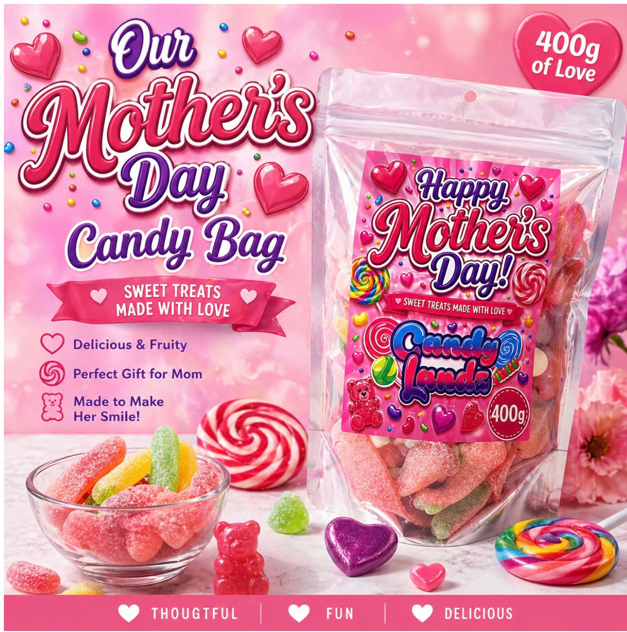 Candy Landz Mother’s Day Candy Bag – 400g