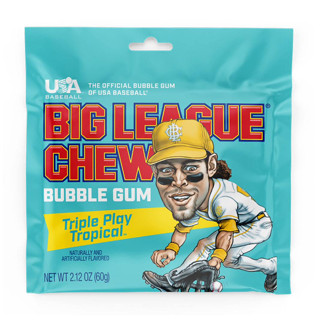 Big League Chew Triple Play Tropical Bubble Gum 60g