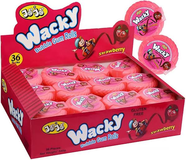 Jojo Wacky Strawberry Bubblegum Tape Roll 36pc