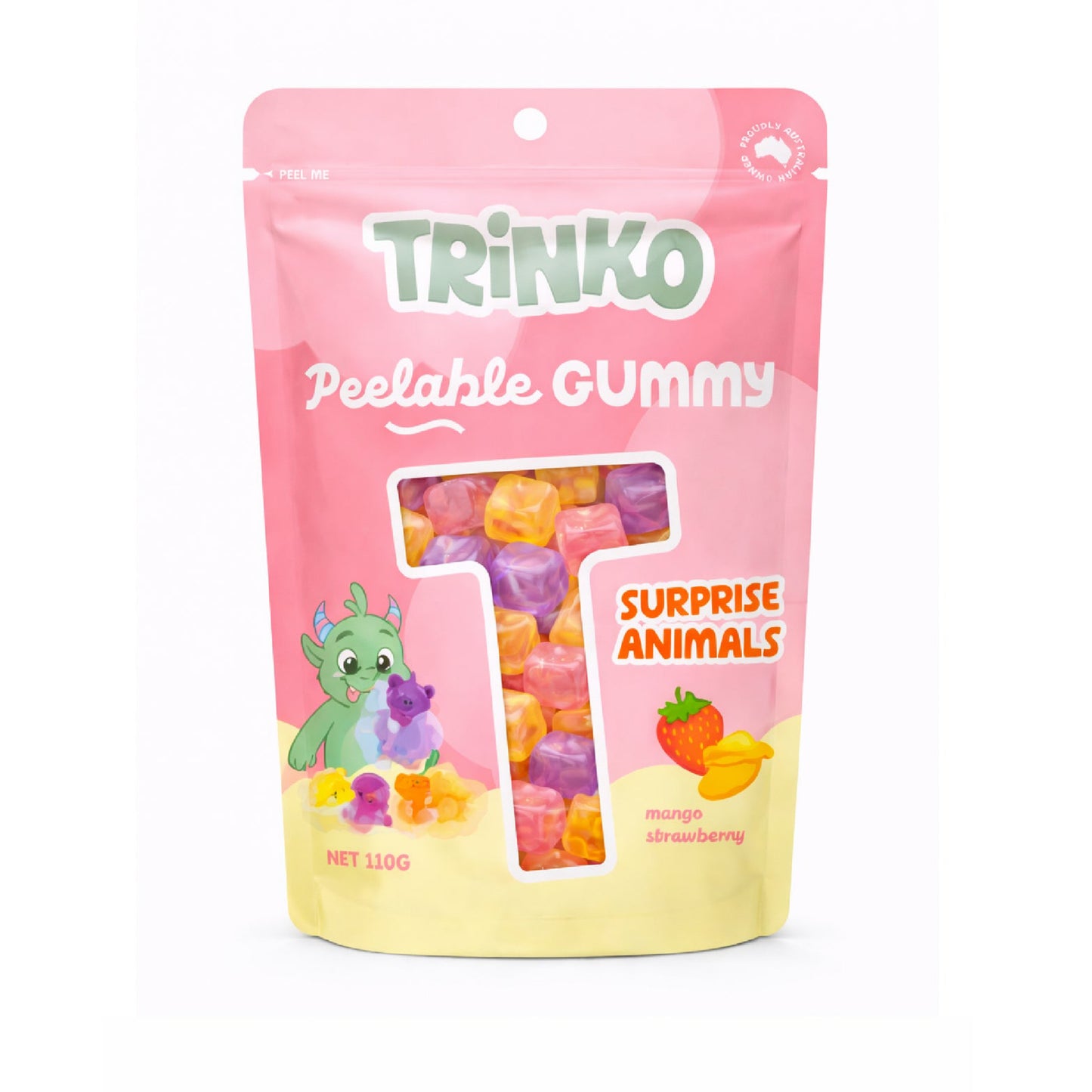 Trinko Peelable Surprise Animals - Mango, Strawberry 110g