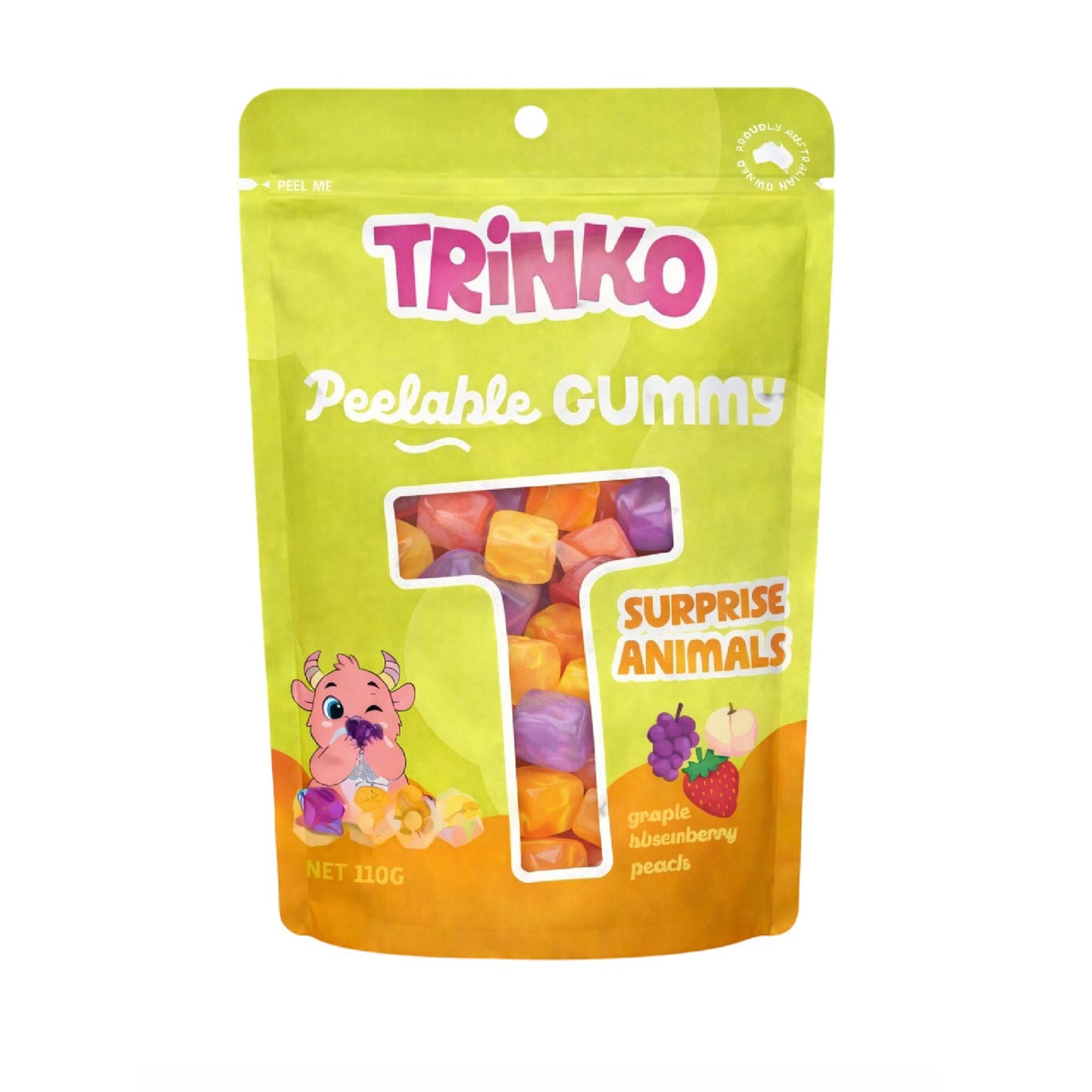Trinko Peelable Surprise Animals - Grape, Strawberry, Peach 110g